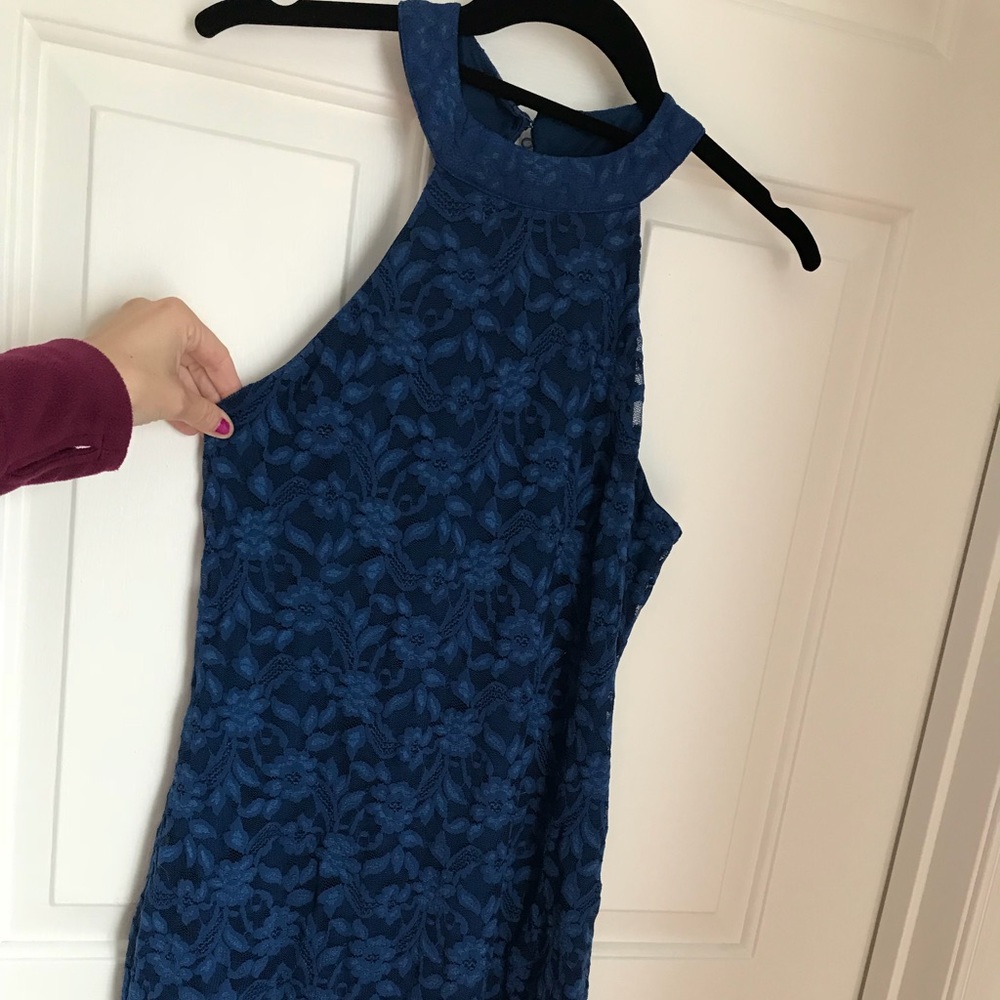Blue Lace halter bodycon dress